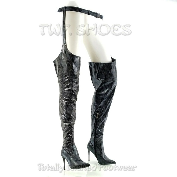 belted chap thigh high boots